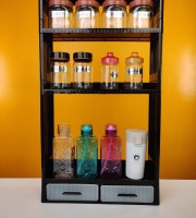 Big Size Multifunctional Kitchen Countertop Bottle Storage Rack Bathroom Toiletries Storage shelf Cosmetics Organizer-Black