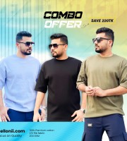 Premium Rib Fabrics Drop Shoulder T-Shirt | 3 Pcs Combo Offer | Save 220tk - ZOLB05