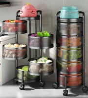 5 Layer (Round) Full Metal Fruit/Vegetable Rack with Wheels