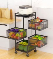 4 Layer (Square) Full Metal Fruit/Vegetable Rack with Wheels