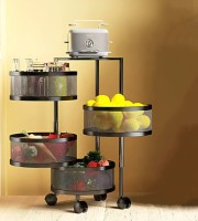 4 Layer (Round) Full Metal Fruit/Vegetable Rack with Wheels